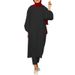 Verve 2025 New Muslim Comfortable Casual Solid Color Sleeve Round Neck Split Long Pants Set_ecoleips.com