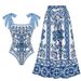 Women's Retro Print One Piece Swimsuit Conservative Beach Dress Two Piece Set Exclusive 2025 In Stock_ecoleips.com