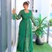 Voya Plus Size Women's Embroidered Sleeve Elegant Long European And American Dubai New Lace Dress Two-Piece Set_ecoleips.com