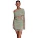 Women's Sexy Lace Panel Knit Off Shoulder Long Sleeve Bodycon Mini Dress – Elegant Party Gown_ecoleips.com
