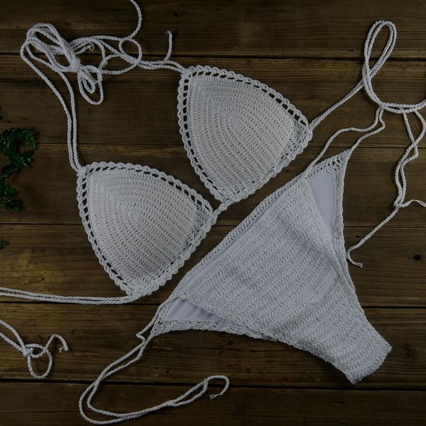 Aria Basics Bestselling Foreign Trade Item Handmade Crochet Bikini Set Push-Up Swimsuit 100% Cotton_ecoleips.com