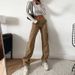 Women's Fashion Street Style Multi-Pocket Cargo Straight Leg High Waist Slimming Loose Khaki Jeans_ecoleips.com