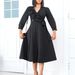 Women's Clothing D483 women's clothing new fashion temperament solid color V neck pleated high waist large swing skirt dress_ecoleips.com