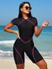 Aria Basics Cross-border 2025 European And American Foreign Trade New Color-blocked Swimsuit With Zipper, Bikini, Boxer_ecoleips.com