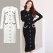 Women's Clothing Women's Elegant Rhinestone Petal Button Cardigan Long Knit Dress Autumn/Winter Korean Style Sweater Dress_ecoleips.com