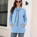Women's Long-Sleeved Kangaroo Pocket Funnel Neck Top_ecoleips.com
