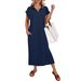Women's Elegant Loose Polo Collar Knit Dress Long Slit Fashionable Spring Summer_ecoleips.com