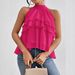 Fashionable Versatile Solid Color Halter Neck Sleeveless Ruffle Top Irregular Women's Clothing_ecoleips.com