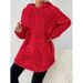 Women’s Jacquard Hooded Sweatshirt – Slim Fit Drawstring Fleece Pullover (S-3XL, Black/Gray/White/Beige/Purple/Red, Urban Casual Style)_ecoleips.com