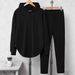Women's Hooded Sweatshirt & Jogger Set – Cozy Fall/Winter Lounge Outfit, Soft Polyester Fleece Two-Piece (Black, Grey, Wine Red, S-Xxl)_ecoleips.com