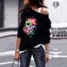 Autumn And Winter Women's Round Neck Sweatshirt With Skull Print Halloween Top_ecoleips.com