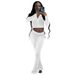 F171 Women's Two-Piece Set Korean Velvet Solid Color Long Sleeve Sexy Crop Top Casual Sports Suit_ecoleips.com