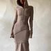 European And American Cross-Border Summer New Solid Color Reversing Edge Hooded Sleeve Slim Street Style Long Bodycon_ecoleips.com