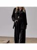 Women's Clothing Long Sleeved Temperament Commuter Skin Color Wrinkled Cloth Solid Color Long Shirt And Wide Leg Pants Suit For Women_ecoleips.com