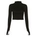 Women's Clothing Autumn Fashion Women's T Shirt Long Sleeved Zipper Half Open Collar Sexy All Match T Shirt For Women_ecoleips.com