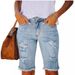 Women's Clothing Washed Hole Washed Cotton Women's Denim Shorts_ecoleips.com