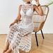 Women's Clothing Hollow Floral Beach Skirt Waist Strap Tassel Long Skirt Popular Beach Skirt_ecoleips.com