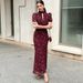 Women's Clothing Women's Floral Dress Spring Summer High-End Deep V Neck Long Elegant Charming Fashion For Formal & Casual_ecoleips.com