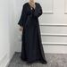 Elegant Dubai-Style Long Sleeve Three-Piece Dress Set – Modest Office Wear With Scarf Options (Black, Coffee, Black+Scarf, Coffee+Scarf)_ecoleips.com