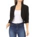 Women's Solid Color Blazer – Slim Fit Polyester Jacket With Stand Collar (S-5xl, Short Length, 7/8 Sleeve, Office & Casual)_ecoleips.com