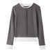 Women's Clothing Long Sleeve T-Shirt Round Neck Faux Two Piece Base Shirt High End Brushed Top For Autumn Winter Regular Fit_ecoleips.com