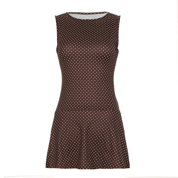 Women's Polka Dot Summer Casual Retro Hot Girl Mini European And American Sleeveless Waist-Cinching Short Dress_ecoleips.com