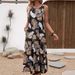 Women's Clothing Ladies Tropical Leaf Print Vest Dress_ecoleips.com