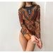 Women's Clothing Sexy Mesh One Piece Bikini Positioning Print Swimsuit_ecoleips.com