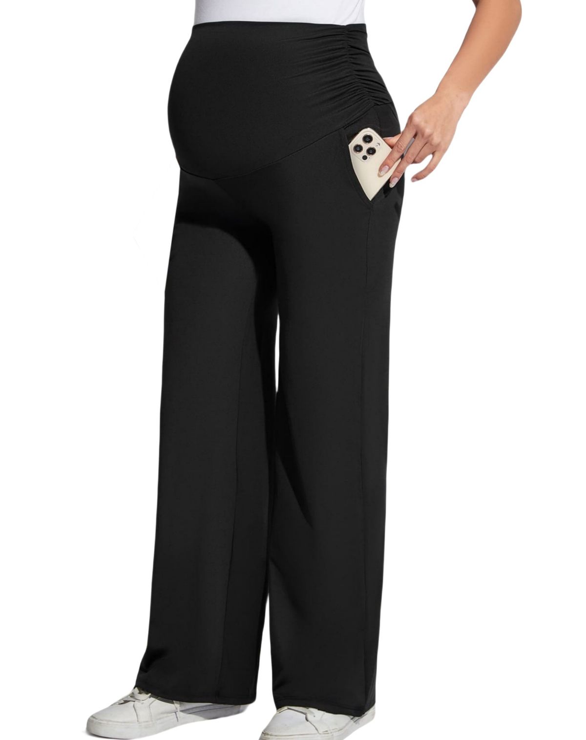 Women's Clothing New Casual Solid Color High Waist Slimming High Elastic Sports Versatile Fashion Pregnant Women Belly Support Casual Straight Pants_ecoleips.com