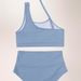 One Shoulder Hollow Out High-Waisted Bikini Set – Sexy Swimwear For Women, American Style, Summer Beach Vacation Essential_ecoleips.com