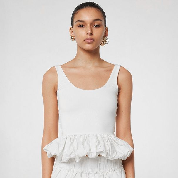 Summer New Style Women's Sleeveless Backless Square Neck Bubble Sexy Vest Top Solid Color European And American Clothing 2025_ecoleips.com