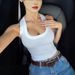 Y2k Halter Neck Tops For Women, Summer Basic Cami Tshirt Streetwear Sexy Style Solid Color Cropped Tee_ecoleips.com