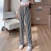 Summer Korean Style Trendy Women's Thin Striped Straight Leg Pants Heavy Duty Digital Print Loose Fit Men's Clothing_ecoleips.com