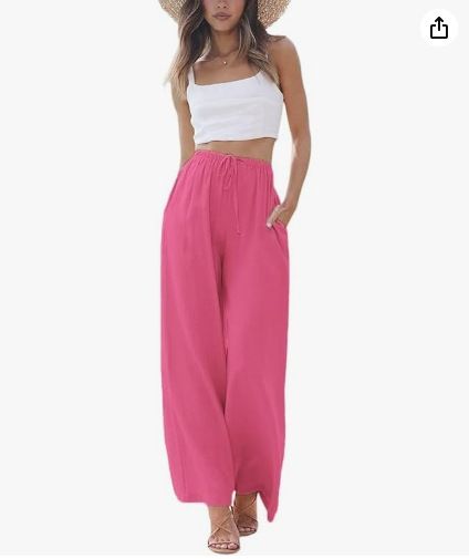 Suitable For All Seasons 2024 Plus Size Women's Linen Loose Casual Pocket Drawstring Wide-leg Pants Women_ecoleips.com