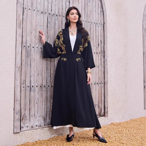 Entu 3001 Muslim Abaya New Dubai Fashion Cardigan Embroidered Dress_ecoleips.com