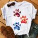 Cross-border Supply Of Simple European And American Style New Heart-shaped Dog Paw T-shirts For Women Wholesale_ecoleips.com