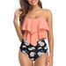 Aria Basics European American Sexy Women's Ruffled Swimsuit With High Waist And Chest Pads, Two-piece Bikini Set_ecoleips.com