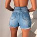 Women's Clothing Super High Waist Full Spray Process Ripped Denim Shorts Hot Pants_ecoleips.com