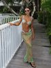 Spring New Sexy Color Block Print Tie up Top High Waisted Skirt Three Piece Set European American Export Hot Girl Swimwear_ecoleips.com