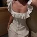 New European American Summer Style French Retro Fresh And Sweet Ruffled Tie-waist Cotton Top With Embroidered Design_ecoleips.com