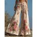 Women's Literary Retro Ramie Wide Leg Trousers Autumn Winter Linen Casual Versatile Style Sand Washed_ecoleips.com