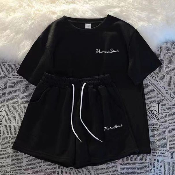 Women's Casual Running Outfit Set Summer Loose Fit Breathable Short Sleeve T-Shirt & Shorts Two-Piece Athletic Wear_ecoleips.com