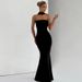 French Style Elegant Strapless Mermaid 2025 Autumn Winter New Fashion Slim Fit Stretch High Waist Dress Wholesale_ecoleips.com