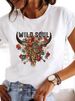 European And American Cross-border Foreign Trade Women's Clothing, Simple Heart-printed Round-neck Short-sleeve T-shirt_ecoleips.com