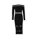 Maxi Dress Spring Summer Women Black Off-the-shoulder Long Sleeve Lace Cutout Bodycon Sexy Party Date Dress_ecoleips.com
