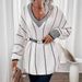 Aria Basics Aria Basics European American Cross-border V-neck Color-blocked Vertical Stripe Pullover Autumn And Winter New Loose Sweater_ecoleips.com