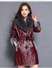 Women's Faux Leather Trench Coat With Faux Fur Collar - Slim Fit Long Winter Jacket, Warm PU Leather Outerwear For Office & Casual_ecoleips.com