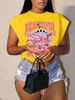 Women's Floral Butterfly round Neck Short Sleeve Cropped Top Casual Fashion Digital 3D Print One Piece Polyester T-Shirt_ecoleips.com