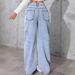 New Light Blue Washed Wide Leg Jeans For Women, Source Factory, Loose Fit, Floor Length, Cross Border Supply._ecoleips.com