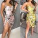 Women's High Elastic Satin Printed Dress European American Style Wish Cross Border New Suspender Sexy Irregular Design_ecoleips.com